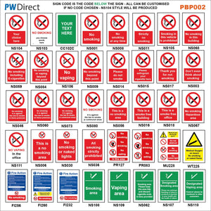 PBP002 No Smoking Vaping On Premises Area Office Shelter