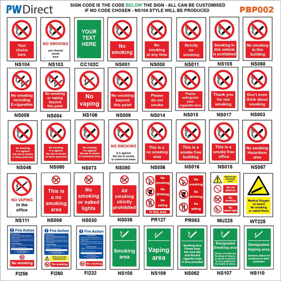 PBP002 No Smoking Vaping On Premises Area Office Shelter