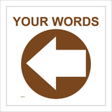 WM072L Brown Circle Left West Arrow Custom Choice Text Words