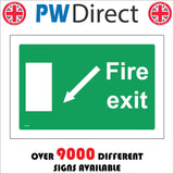 FS372 Fire Exit Diagonal Down Left Arrow