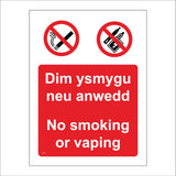 NS128 Dim Ysmygu Neu Anwedd No Smoking Vaping Cymraeg English