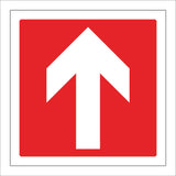 FI343 Arrow Up Forward Straight Ahead North White On Red
