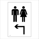 TS056 Male Female Toilets Up Left Arrow Black On White