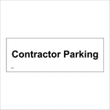 CS692 Contractors Parking Black On White Plaque