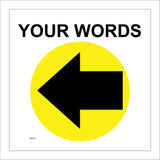 WM072J Words Text Choice Yellow Left West Arrow Bespoke Circle