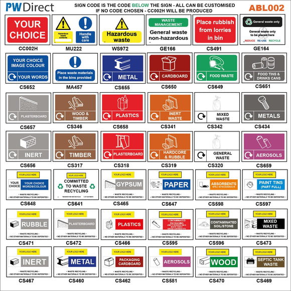 ABL002 Recycling Packaging Cardboard Timber General Waste