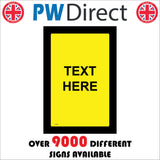 CC102M Yellow Background Black Border Text Custom Personalise