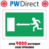 FS379 Fire Exit Left Arrow Running Man