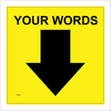 WM064J Custom Words Choice Yellow Down South Arrow Text Trail