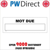 TR703 MOT Due Wall Chart Garage Service