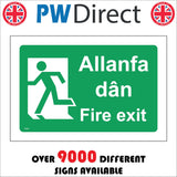 FS397 Allanfa Dan Fire Exit Left Welsh Bilingual Running Man