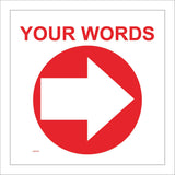 WM070H Circle East Right Arrow Red Words Choice Text Custom