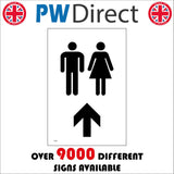 TS058 Male Female Toilets Up Ahead Arrow