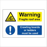 MU379 Warning Fragile Roof Area Crawling Boards Ladders Used