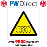 WT346 Razor Wire Black Coil Wire Symbol Yellow Background