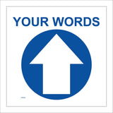 WM069B Circle Your Words North Straight Ahead Arrow Blue Guide