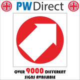 FI345 Arrow Right Diagonal Up White On Red