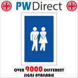 TS099 Toilets Urgent White On Blue Male Female