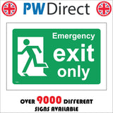 FS388 Emergency Exit Only Left Running Man