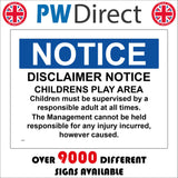 GG399 Disclaimer Notice Childrens Play Area