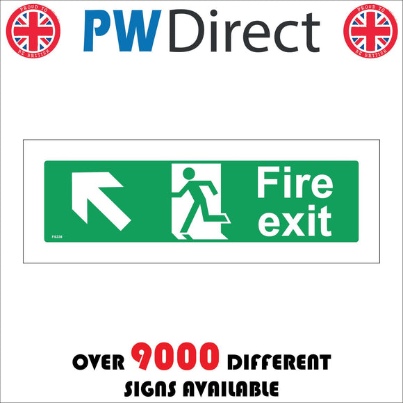 FS338 Fire Exit Running Man Arrow Left Diagonal West North Route