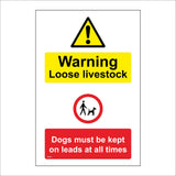 MU404 Warning Loose Livestock Dogs On Leads All Times