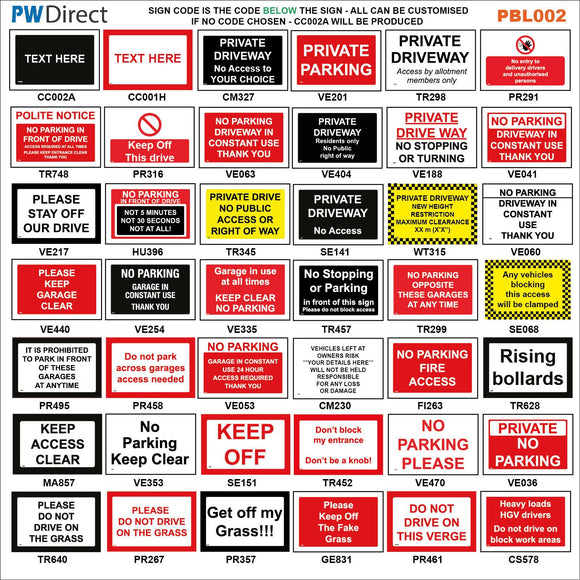 PBL002 Keep Off Drive No Parking Clear Access Grass Man Made