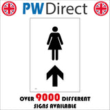 TS068 Female Toilets Up Arrow Black On White