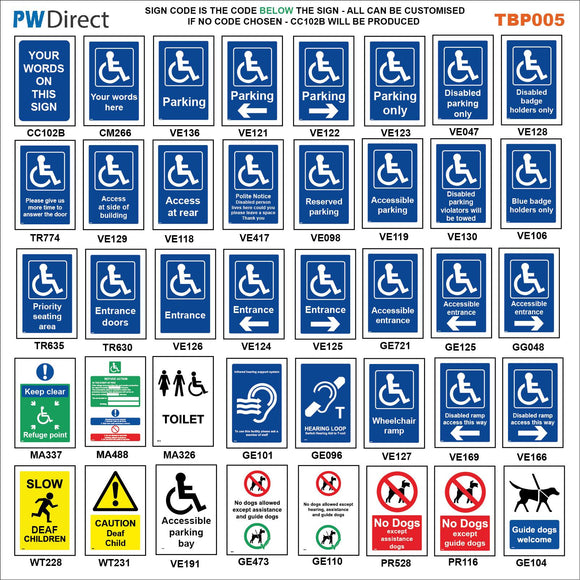 TBP005 Disabled Parking Guide Dogs Refuge Point Access Custom