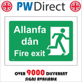 FS398 Allanfa Dan Fire Exit Welsh English Bilingual Running Man