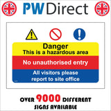 MU387 Danger Hazardous Area No Unauthorised Entry Report Office