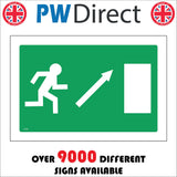 FS386 Fire Exit Up Right Arrow Running Man Door