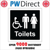 TS269 Male Female Disabled Toilets White On Black