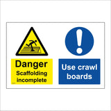 MU375 Danger Scaffolding Incomplete Use Crawl Boards