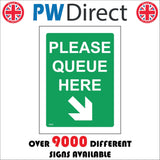 GG421 Please Queue Here Bottom Right Arrow