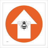 WM083E Bees Ahead North Arrow Orange Circle Swarm Hive Sting