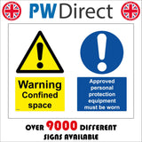MB045 Warning Confined Space Approved PPE Must Be Worn