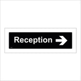 GG381 Reception Right Arrow White On Black Plaque