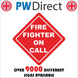 TR767 Fire Fighter On Call Red White Diamond Badge Window Car