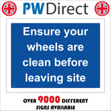 CS270 Ensure Your Wheels Are Clean Before Leaving Site Sign