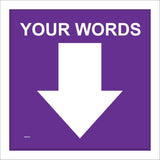 WM064G Your Words Quirky Down Arrow Purple South Text Custom