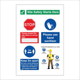 MU362 Site Safety Starts Here Stop Hand Sanitiser PPE Distance