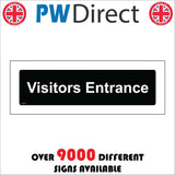 GG351 Visitors Entrance Guests Clients White On Black Plaque