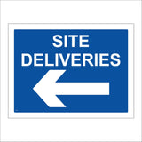 CS036 Site Deliveries Left Sign with Arrow Left