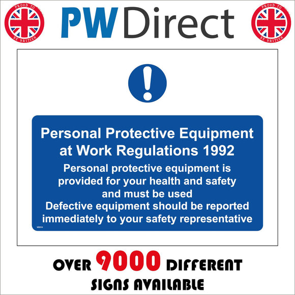 MB054 PPE Work Regulations 1992 Report Defective Equipment
