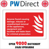 FI461 Anyone Found Causing Damage Misuse  Removal Liable