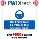 MB037 Hard Hats Must Be Worn On This Site At All Times