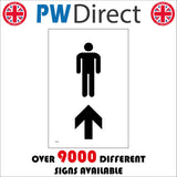 TS063 Male Toilets Up Arrow Black On White