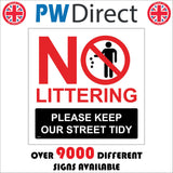 TR773 No Littering Please Keep Our Streets Tidy