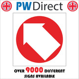 FI347 Arrow Diagonal Left Up White On Red Circle